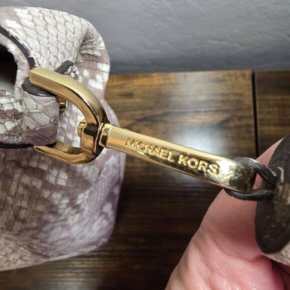 Michael Kors Snakeskin Tote Bag With Gold Hardware & Tassel Accent READ - Picture 8 of 16